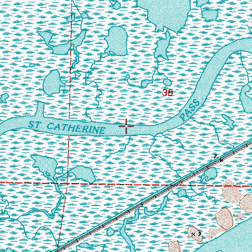 Topographic Map of Saint Catherine Pass, LA
