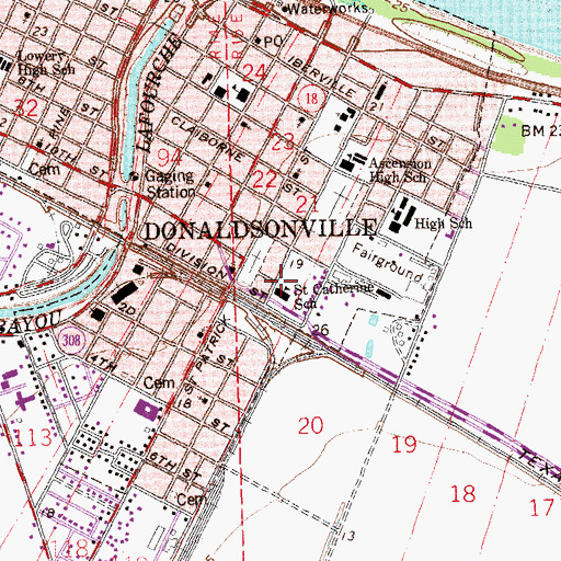 Topographic Map of Saint Catherine School, LA