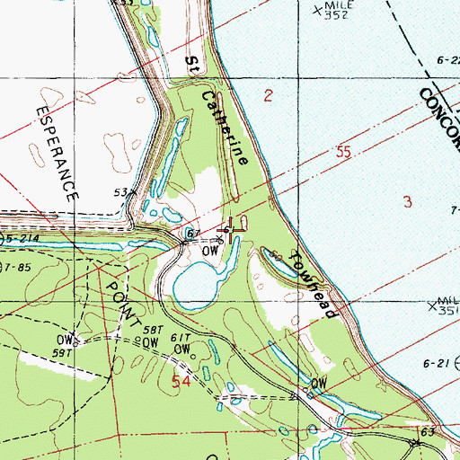 Topographic Map of Saint Catherine Towhead, LA