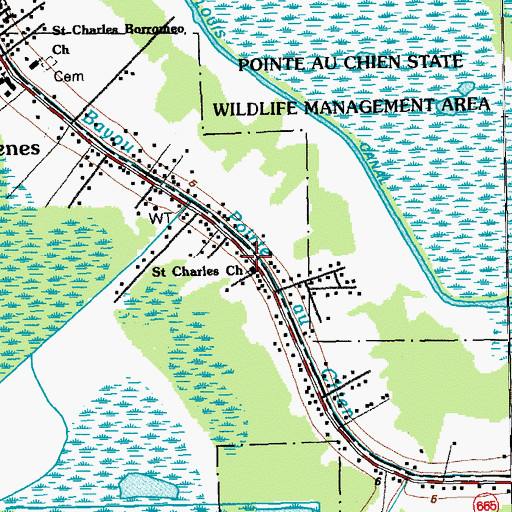 Topographic Map of Saint Charles Church, LA