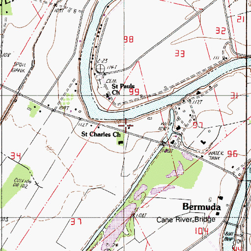 Topographic Map of Saint Charles Church, LA