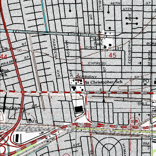 Topographic Map of Saint Christopher Elementary School, LA