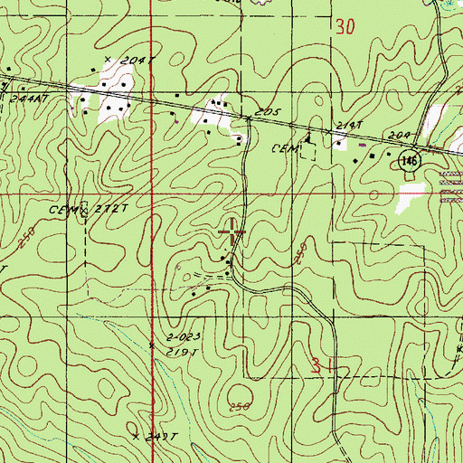 Topographic Map of Saint Clair Church, LA