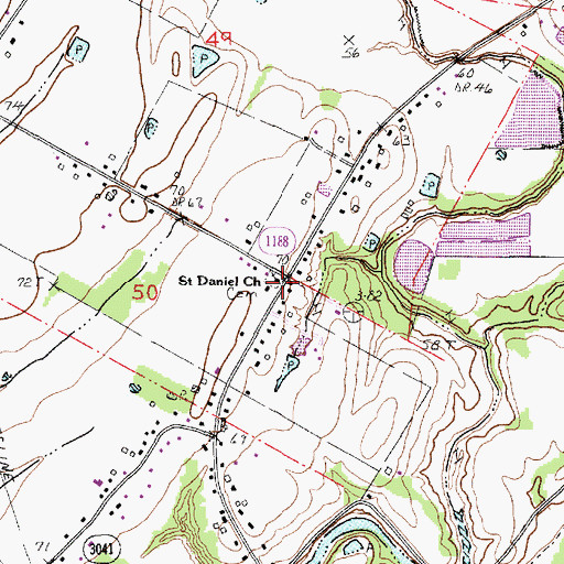 Topographic Map of Saint Daniel Church, LA