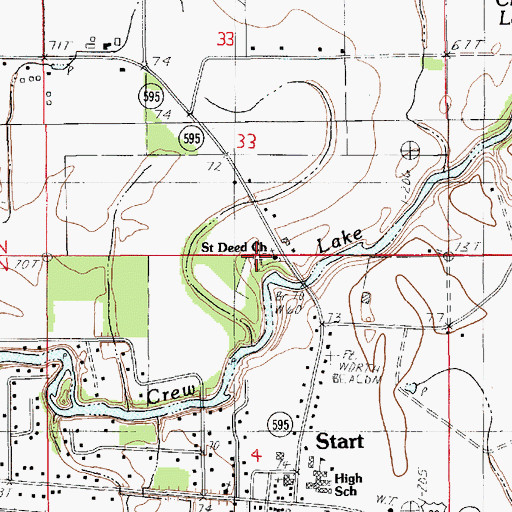 Topographic Map of Saint Deed Church, LA