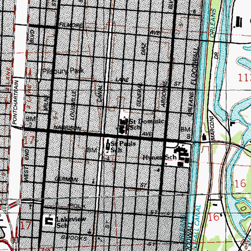 Topographic Map of Saint Dominic Elementary School, LA