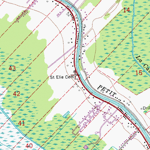 Topographic Map of Saint Elie Cemetery, LA