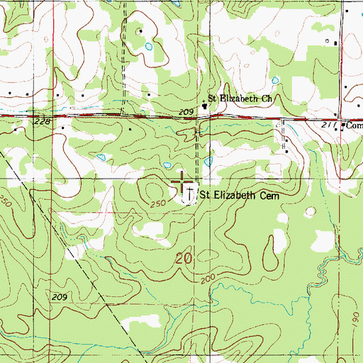 Topographic Map of Saint Elizabeth Cemetery, LA