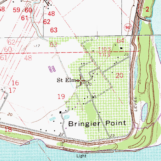 Topographic Map of Saint Elmo, LA