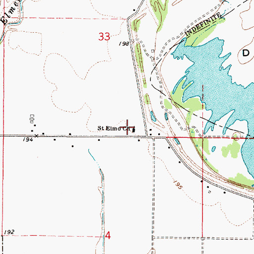 Topographic Map of Saint Elmo Church, LA