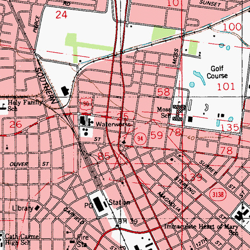 Topographic Map of Saint Genevieve Catholic Elementary School, LA