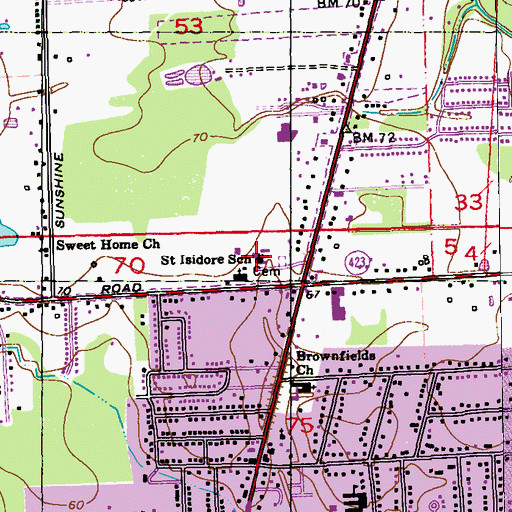 Topographic Map of Saint Isidore Elementary School, LA