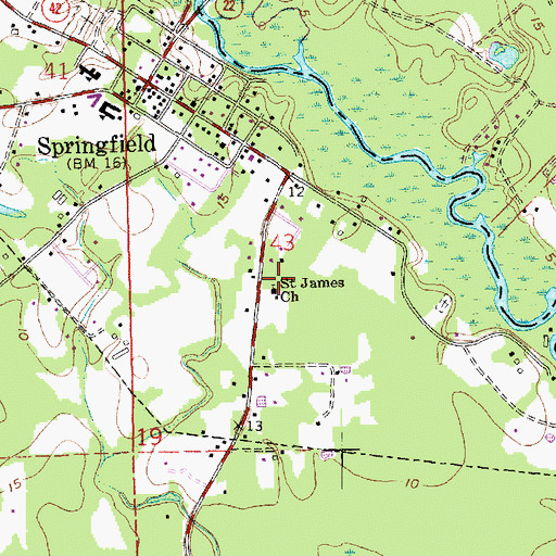 Topographic Map of Saint James Church, LA
