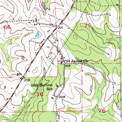 Topographic Map of Saint James Church, LA