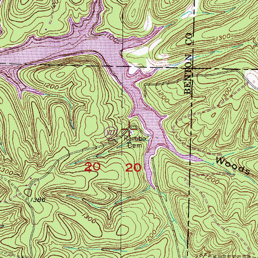 Topographic Map of Rambo Cemetery, AR