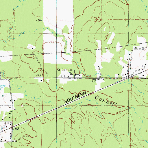 Topographic Map of Saint James Church, LA