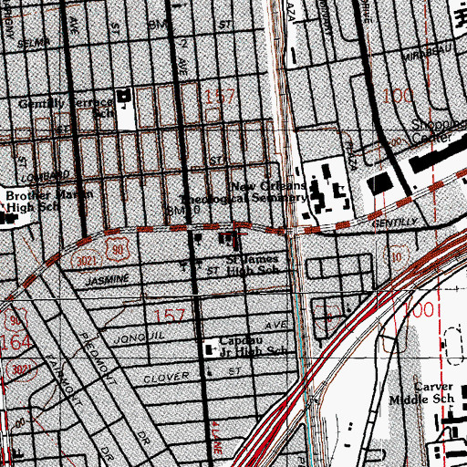 Topographic Map of Saint James High School, LA