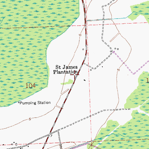 Topographic Map of Saint James Platation, LA