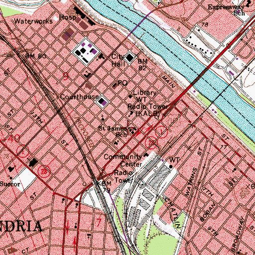 Topographic Map of Saint James School, LA