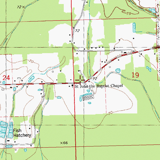 Topographic Map of Saint John the Baptist Chapel, LA