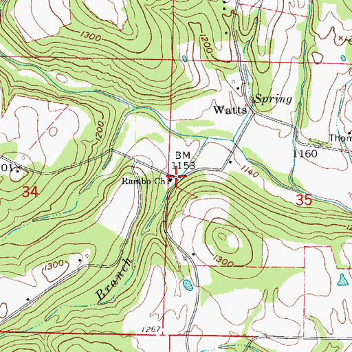 Topographic Map of Rambo Church, AR