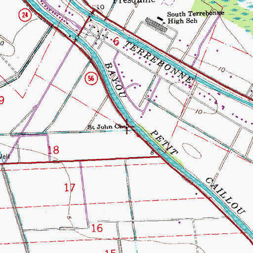 Topographic Map of Saint John Church, LA