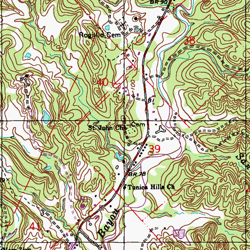 Topographic Map of Saint John Church, LA