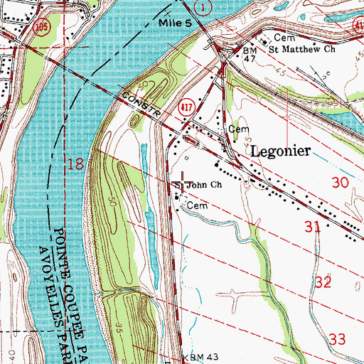 Topographic Map of Saint John Church, LA