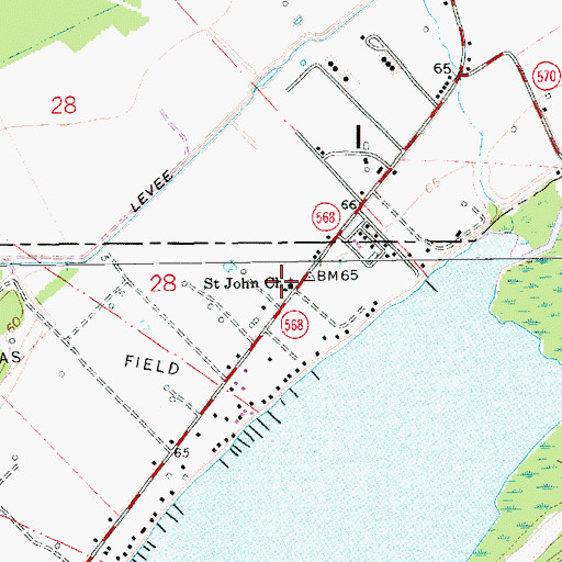 Topographic Map of Saint John Church, LA