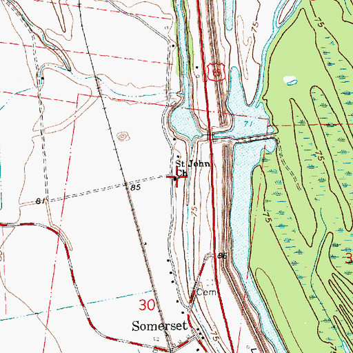 Topographic Map of Saint John Church, LA
