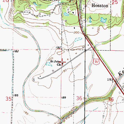 Topographic Map of Saint John Church, LA