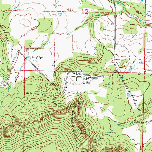 Topographic Map of Ramsley Cemetery, AR