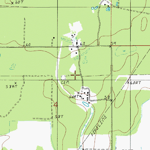 Topographic Map of Saint Johns Church, LA