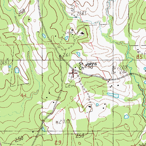 Topographic Map of Saint Johns Church, LA