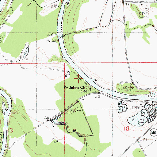 Topographic Map of Saint Johns Church, LA