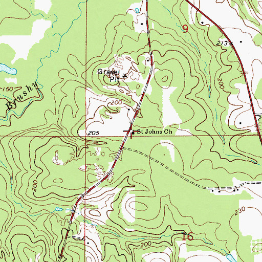 Topographic Map of Saint Johns Church, LA