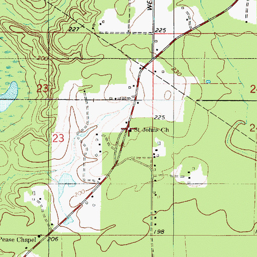 Topographic Map of Saint Johns Church, LA