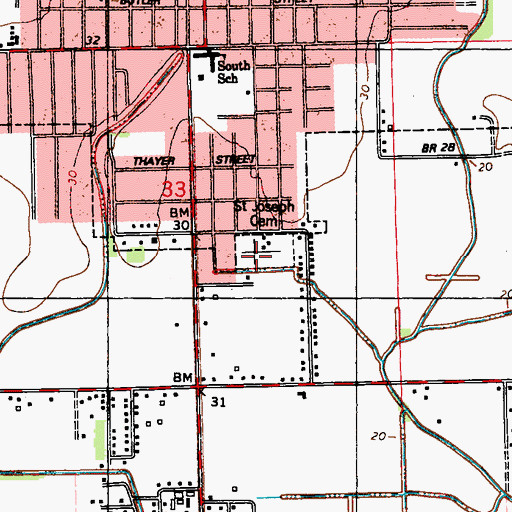 Topographic Map of Saint Joseph Cemetery, LA
