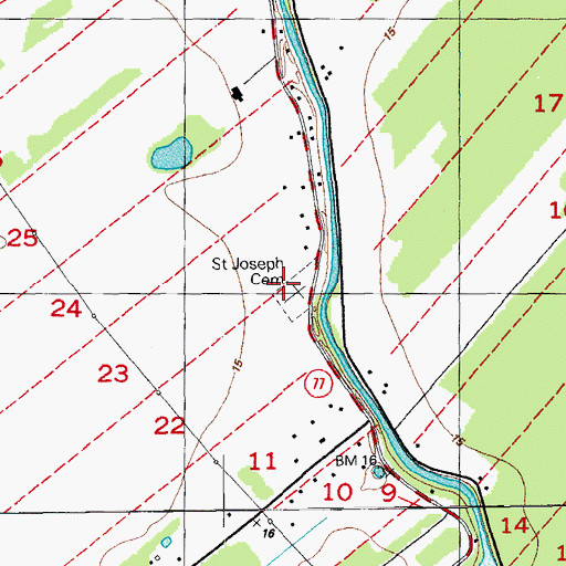 Topographic Map of Saint Joseph Cemetery, LA