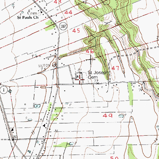 Topographic Map of Saint Joseph Cemetery, LA