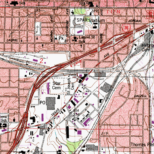 Topographic Map of Saint Joseph Cemetery, LA