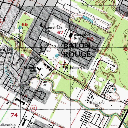 Topographic Map of Saint Joseph Church, LA