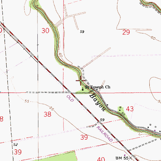 Topographic Map of Saint Joseph Church, LA