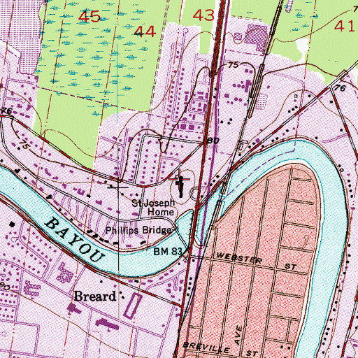Topographic Map of Saint Joseph Home, LA