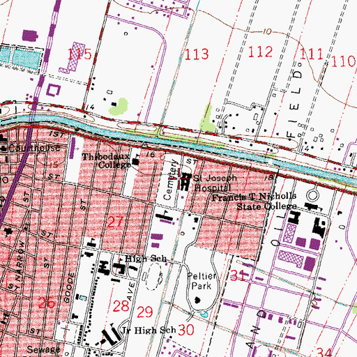 Topographic Map of Saint Joseph Hospital, LA