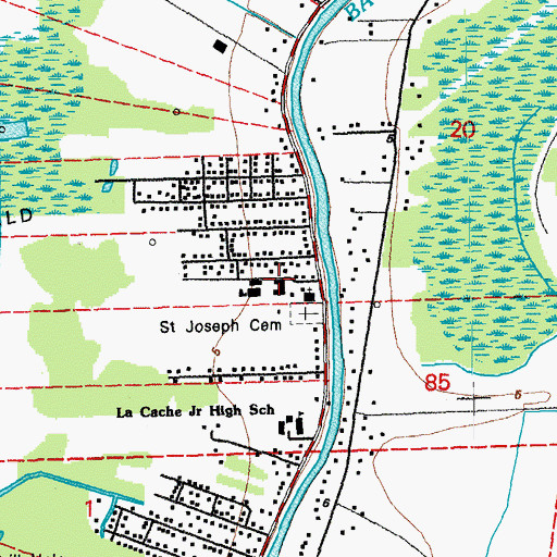 Topographic Map of Saint Joseph School, LA