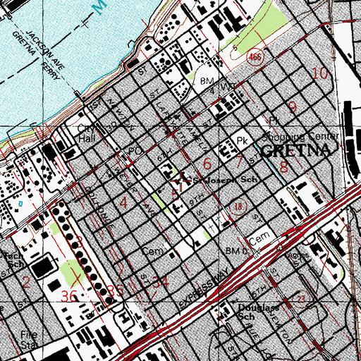 Topographic Map of Saint Joseph School, LA