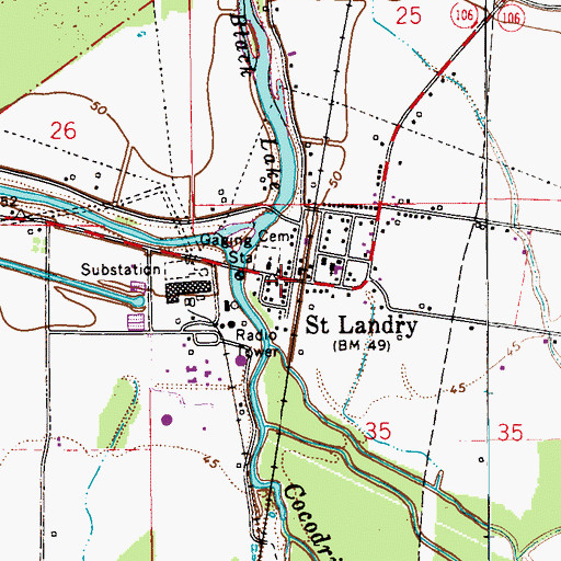 Topographic Map of Saint Landry, LA