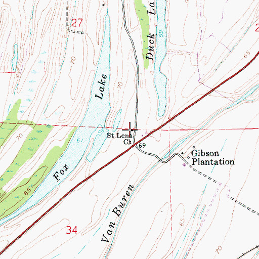 Topographic Map of Saint Lena Church, LA