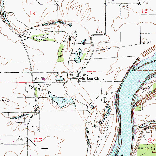 Topographic Map of Saint Leo Church, LA